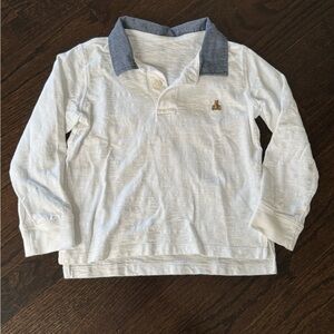 GAP - Boys White and Blue Long Sleeve Polo
